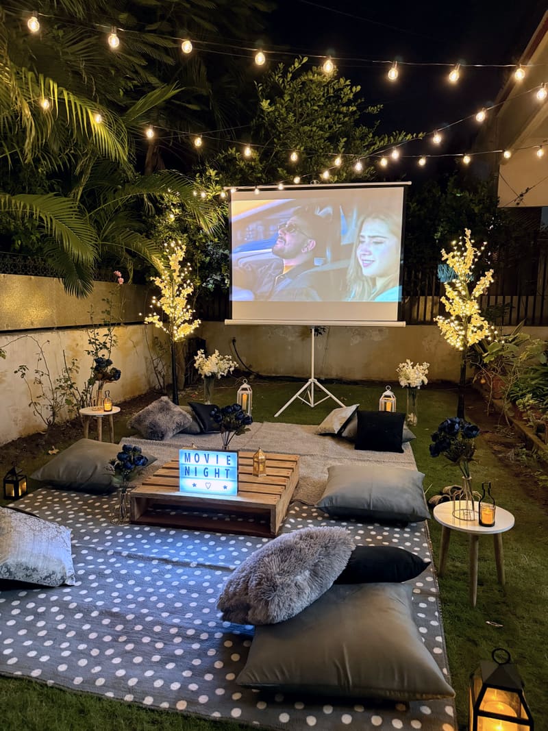 Outdoor movie night setup by Cupid Vow, Chandigarh
