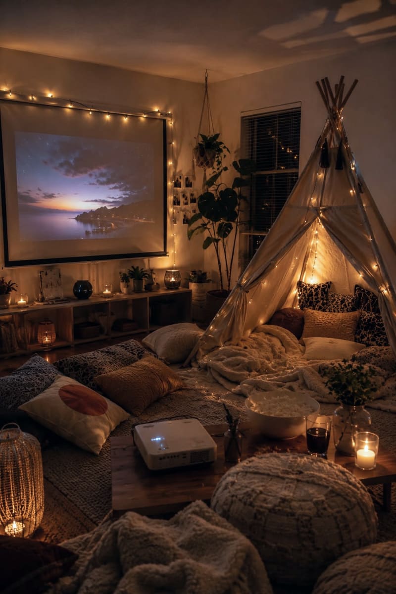 Outdoor movie night setup by Cupid Vow, Chandigarh